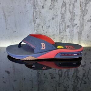 Boston Red Sox REEF Fanning Sandals Men’s size 11 Blue Red Bottle Opener